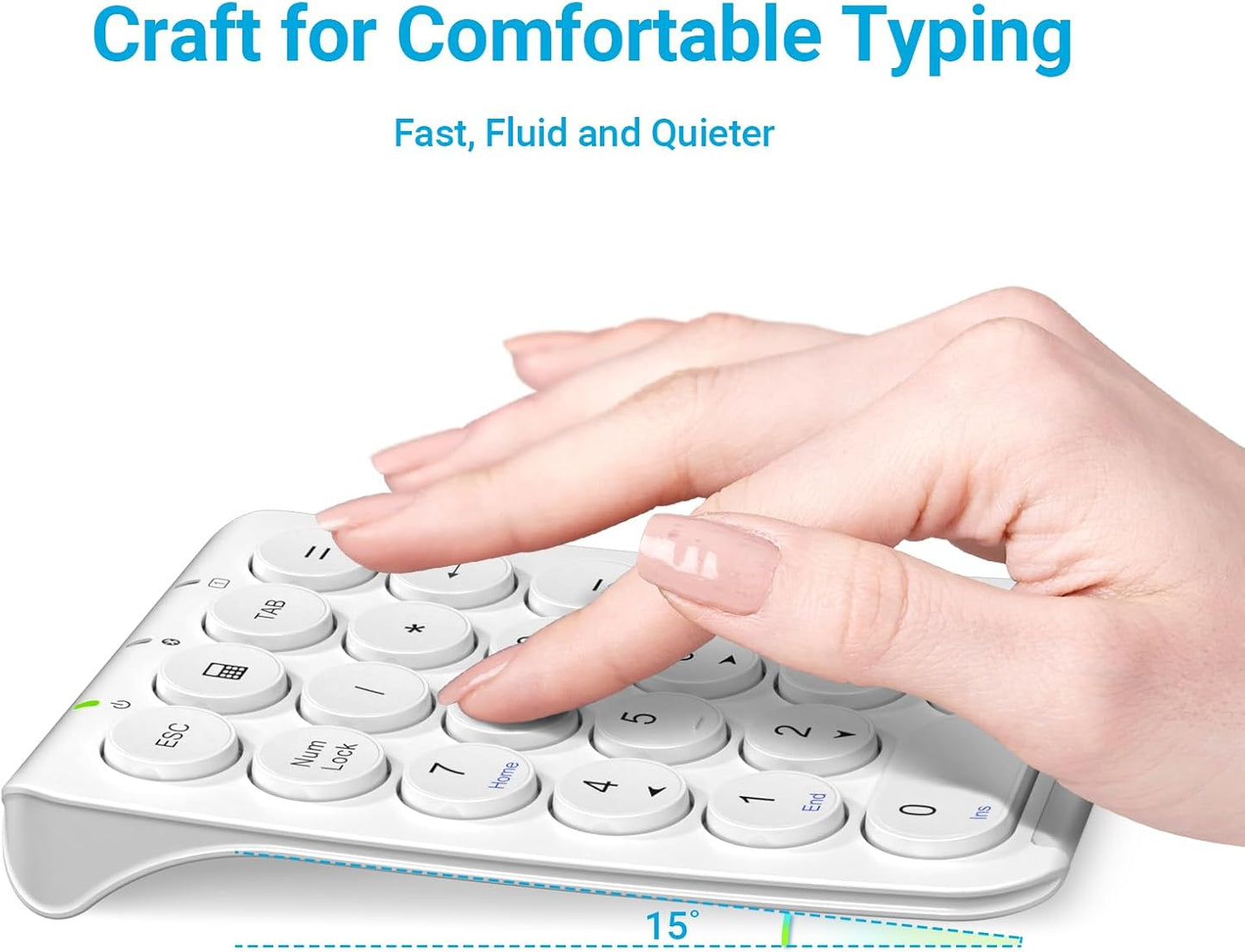 iClever Number Pad, KP08 Bluetooth Number Pad, Ultra Slim and Lightweight, USB-C Charge, Number Pad for Laptop, iPad, Mac, iMac, Tablet, PC Desktop