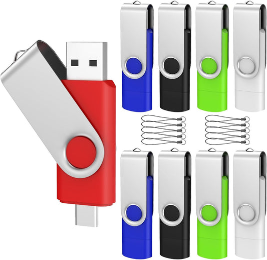 ABLAZE 64GB USB C Flash Drive 10 Pack, OTG USB 2.0 + Type C Memory Stick Dual Type C Thumb Drive Compatible with iPhone 16/15, Android Smartphone, Computers, Tablets, Mac,iPad,PC
