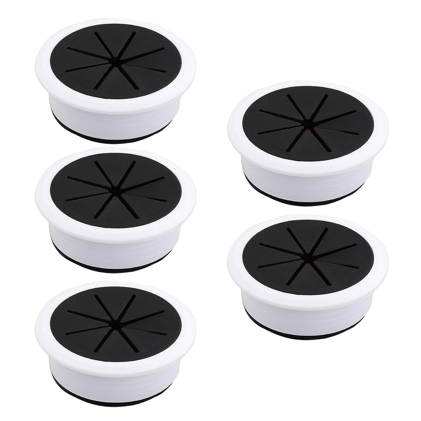5 Pcs Desk Grommet 2" / 50 mm, Desk Hole Cover for Cables Black and White, Cable Grommet ABS Plastic, Desk Hole Grommet for Home & Office Pc, Detachable Cable Cord Organizer