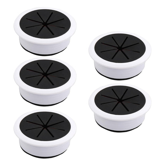 5 Pcs Desk Grommet 2" / 50 mm, Desk Hole Cover for Cables Black and White, Cable Grommet ABS Plastic, Desk Hole Grommet for Home & Office Pc, Detachable Cable Cord Organizer