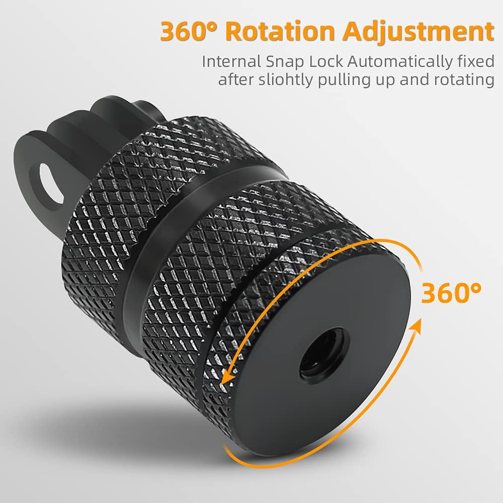 Aluminum 1/4 inch 20 Camera Mount, 360 Degree Rotation Tripod Mount Adapter Compatible with GoPro Hero 13/12 Black, Hero 11/10/9/8/7/6 Black,DJI Action4/3, Xiaoyi 4K and Other Standard 1/4 Accessories
