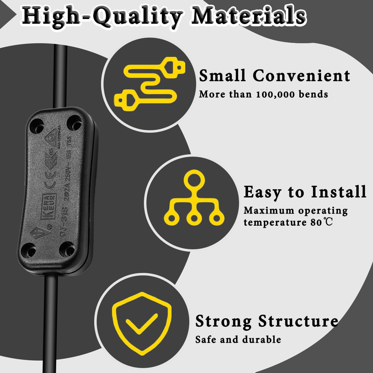 6PCS Inline Cord Switch AC 250V 2A Appliance Switch Replacement Button Control Rocker ON Off DPST with Cross Screwdriver Screw, for Bedroom Table Lamp Desk LED Lights OJ-318 Black