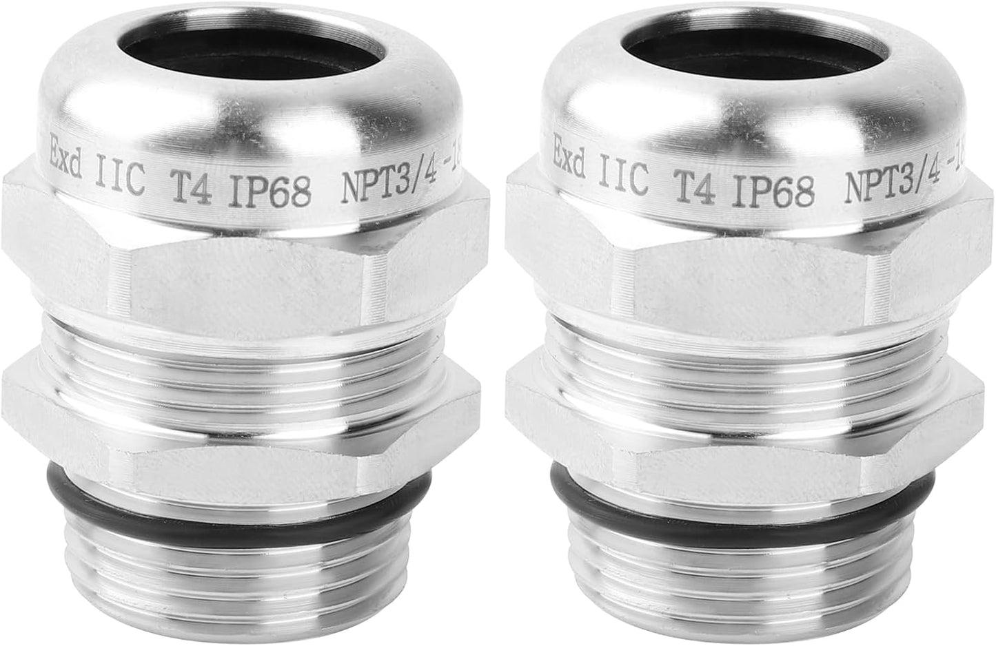 2 Pcs 3/4" NPT Stainless Steel Waterproof Cable Gland, IP68 Waterproof Adjustable Cable Glands, Strain Relief Cord Grip Connectors with Gaskets and Locknut for 13-18mm Cable Diameter