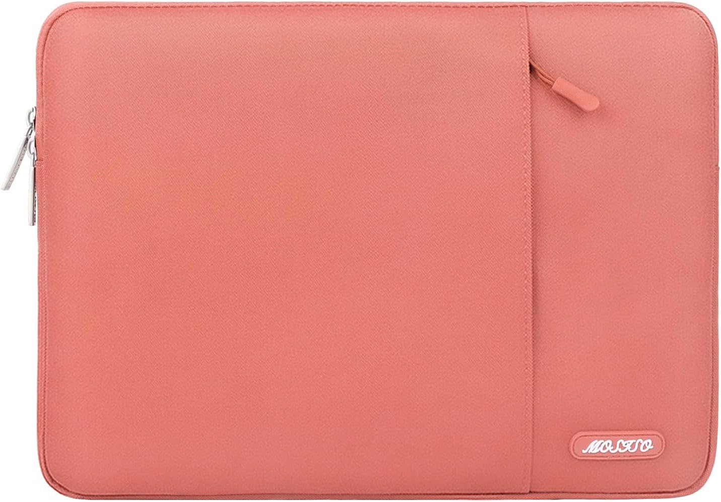 MOSISO Laptop Case 13.3 inch, 13-13.3 inch Laptop Sleeve Compatible with MacBook Air/Pro 13 / Pro 14, HP Dell ASUS Lenovo Notebook, Polyester Vertical Computer Sleeve Bag with Pocket, Coral