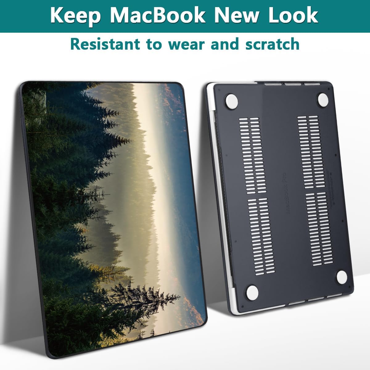 Teryeefi for MacBook Pro 14 inch Case M4 M3 M2 M1 2024 2023 2021 (Model:A3112 A3401 A3185 A2918 A2992 A2779 A2442), Hard Shell Cover + Keyboard Cover, Forest Landscape