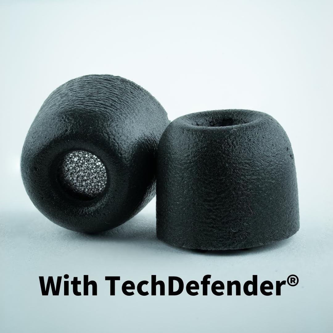 Comply 600 Core Series | Memory Foam Replacement IEM Ear Tips for Truthear, Sennheiser, Moondrop & More | Superior Noise Isolation, Ultimate Comfort, Secure Fit | TechDefender, Black, Large (3 Pairs)
