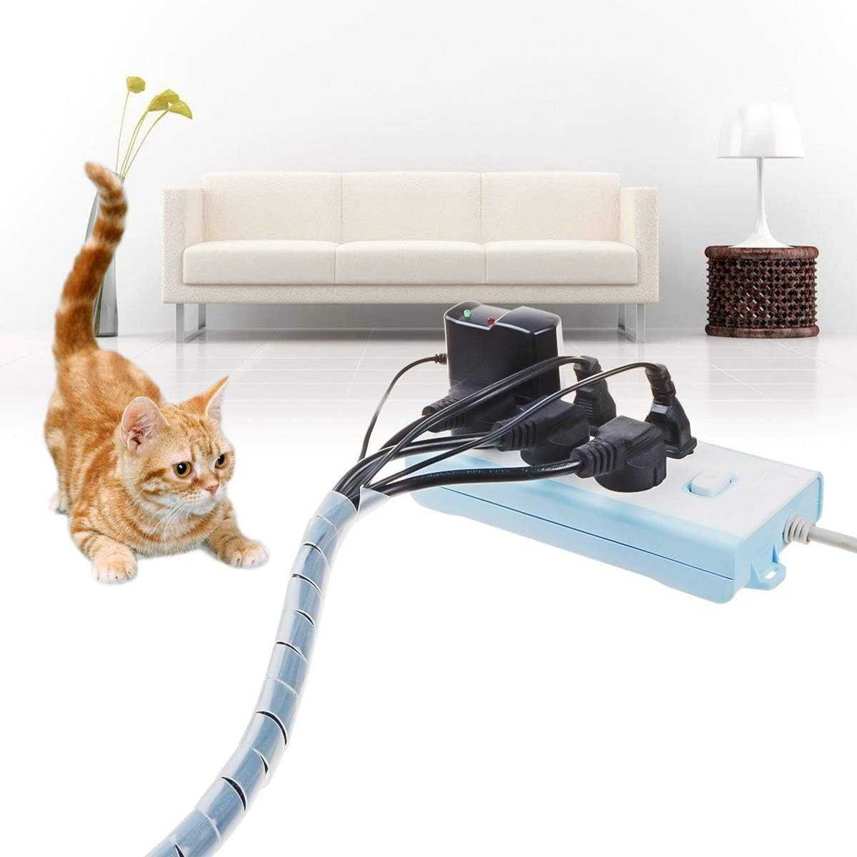 20Ft XHF 1/2" Clear Spiral Cable Wrap 12mm(Wrapping Range:9mm-65mm) Cord for Computer Electrical Wire Organizer Sleeve Hose RoHS