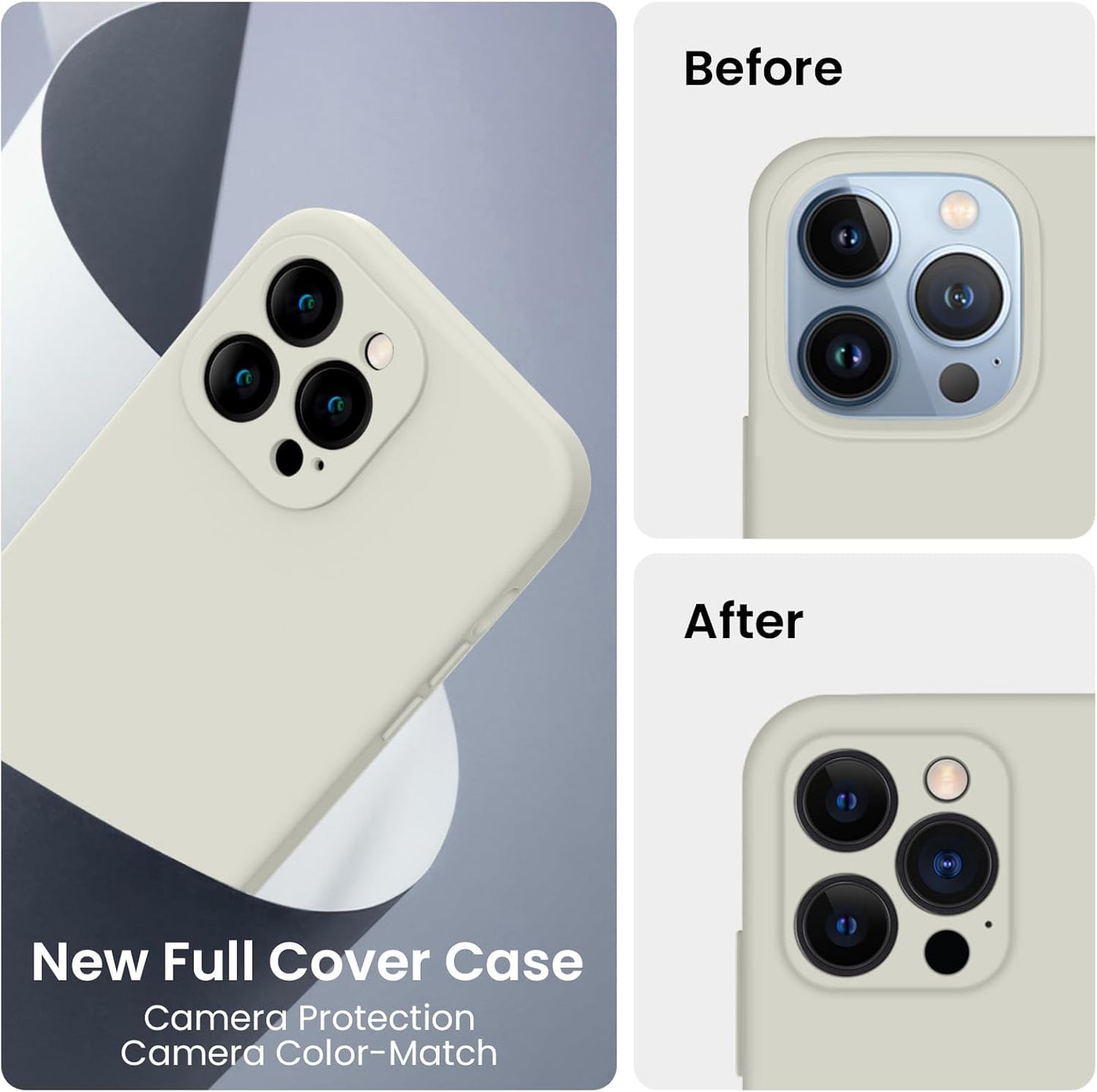 FireNova Designed for iPhone 13 Pro Max Case, Silicone [Camera Protection] Phone Case with [2 Screen Protectors], Soft Anti-Scratch Microfiber Lining Inside, 6.7 inch, Stone