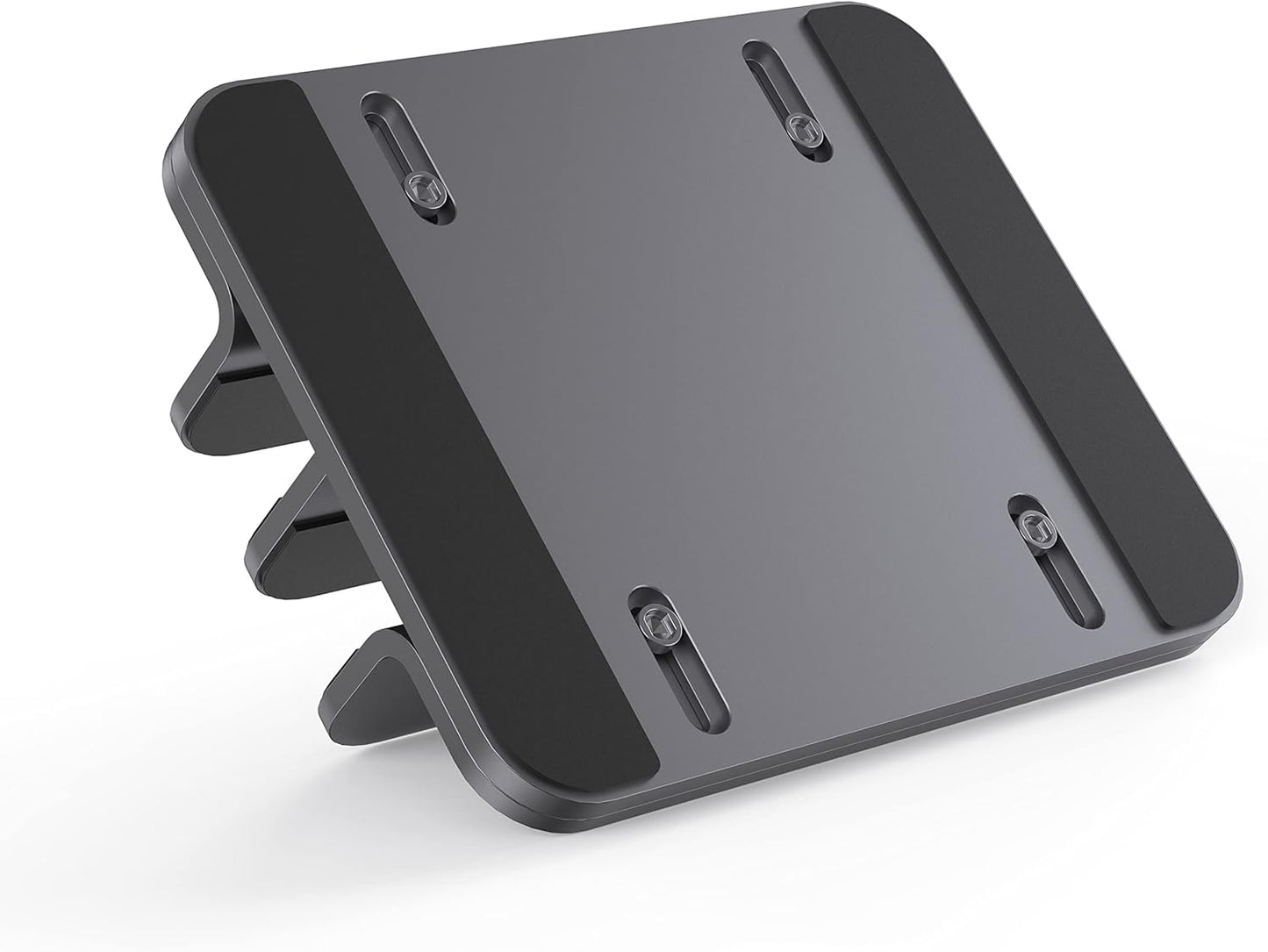 Dual Aluminum Vertical Laptop Stand Organizer, Sturdy Notebook Computer Holder Stand Compatible with New Liquid Retina XDR Apple MacBook Air/Pro, Mac mini, Apple TV and iPad Pro - Spacegray