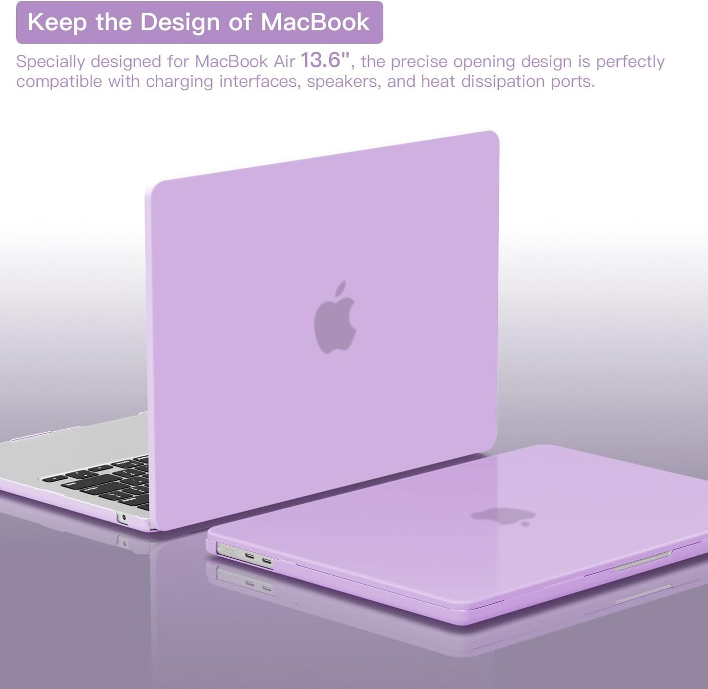 CISSOOK Compatible with MacBook Air 13.6 inch Case A3240 A2681 A3113 2022 2023 2024 2025 Release, Plastic Hard Shell Case USB 3.0 Adapter for MacBook Air 13 inch M2 M3 M4 Chip, Frosted Purple