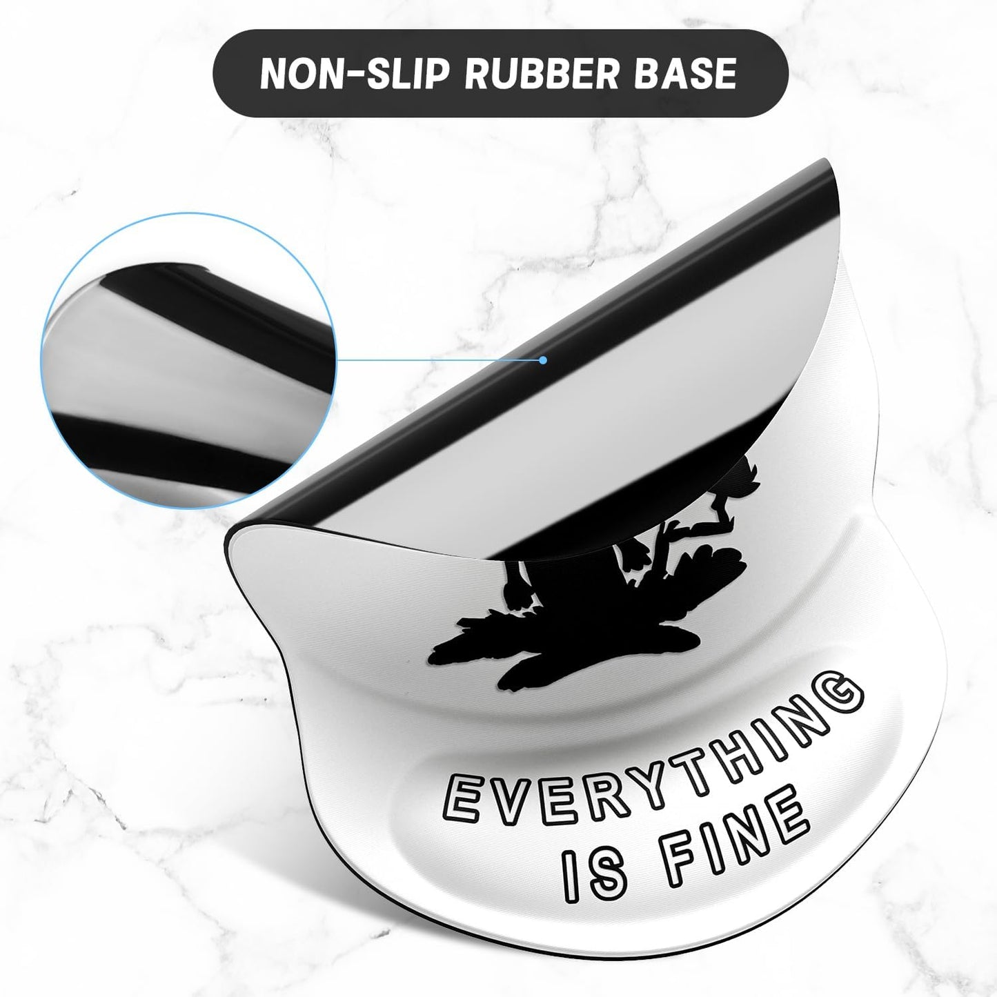 ITNRSIIET Ergonomic Mouse Pad with Gel Wrist Support Small Wrist Rest Smooth Surface Non-Slip PU Base Comfortable Office Supplies Pain Relief, 8.7 x 7.2 inches, Funny Black Cat