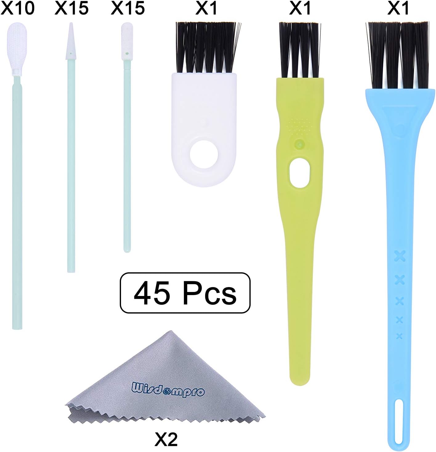 45 Pcs Cell Phone Cleaning Kit, Wisdompro USB Charging Port Cleaner and Headphone Jack Brush Tool Set Compatible with iPhone, iPad, Airpod, Laptop and Other Electronics