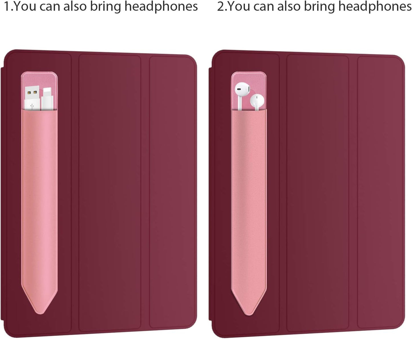 Doormoon Pencil Holder Compatible for iPad 2020/ Air/ 9.7 / Pro 10.5/12.9, Detachable Elastic Compatible for Apple Pencil 4th Gen Leather Sleeve Pocket Pouch, Pink Pink