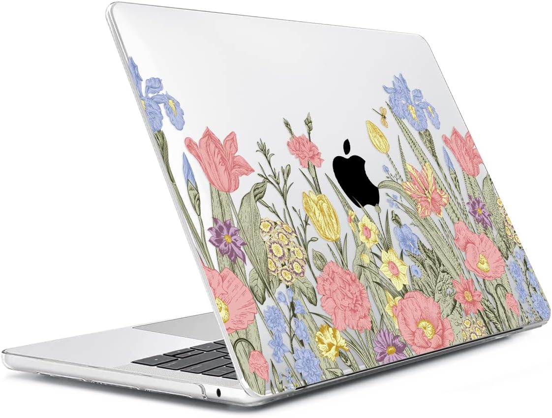 Compatible with MacBook Air 13 inch Case 2025 2024-2022 M4 A3240 M3 A3113 M2 A2681, Plastic Hard Shell&Keyboard Cover&Screen Film&Webcam Cover for MacBook Air 13.6 inch Case, Spring Flowers