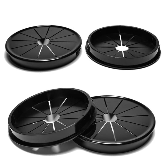 4 Pcs Cable Grommet, Snap Bushing 3-1/8" (80 mm) Mounting Diameter, Flexible Petal-Shaped Buckle Round Nylon Desk Grommet for Wires Through Countertop Cord Organizer and Protection, Black