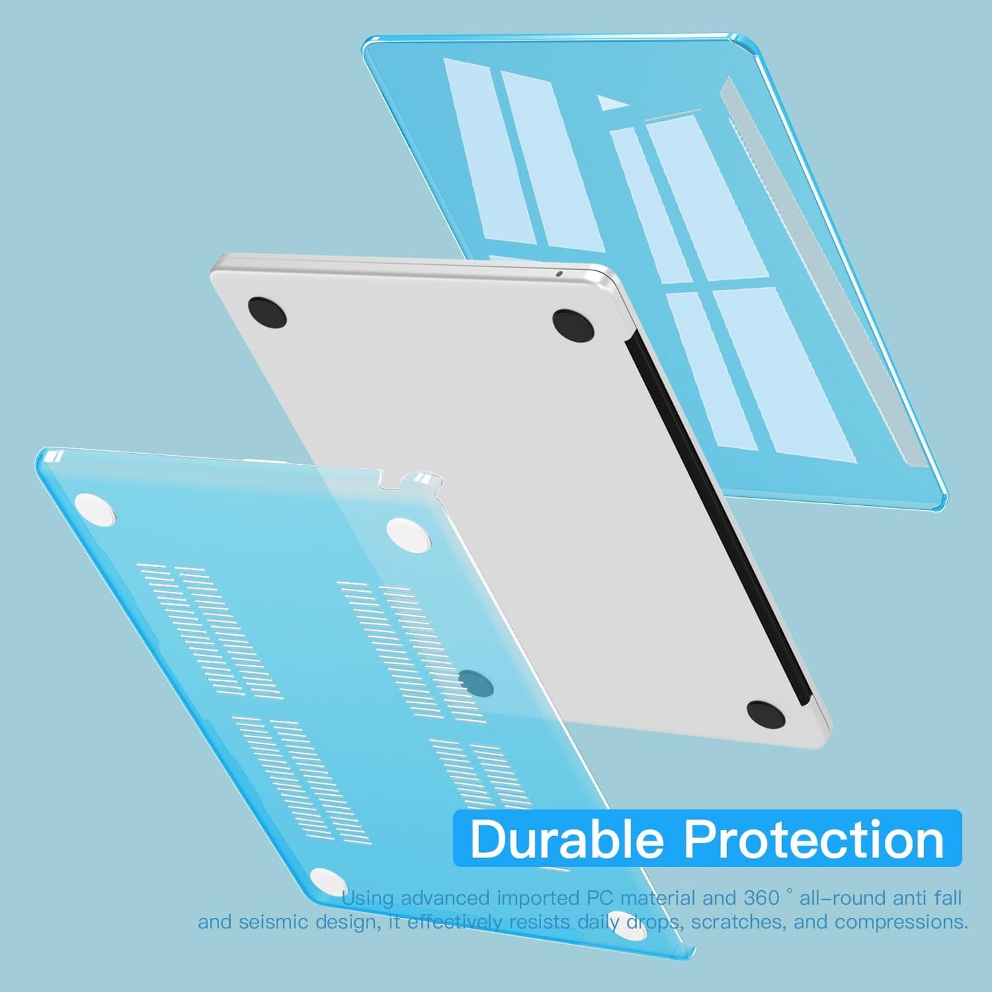 CISSOOK Compatible with MacBook Air 13.6 inch Case 2022 2024 2025 Release Model A268 A3113 A3240 with Touch ID, Laptop Hard Shell Case with Keyboard Cover for Mac Air 13.6 M2 M3 M4, Sky Blue