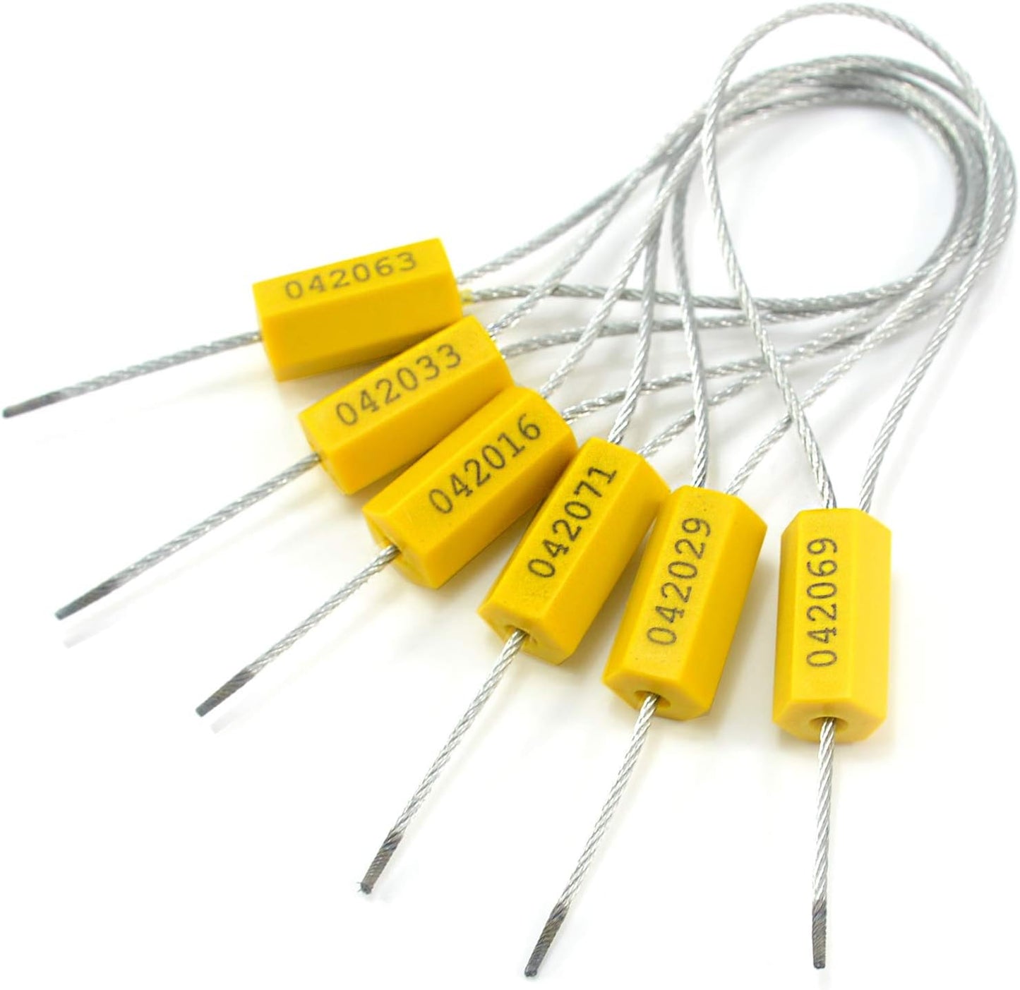 1000PCS Yellow Steel Cable Seal Metal Security Shipping Seal Numbered Truck Trailer Seals Security Tags Tamper Evident Tags Container Lock Pull Tight Steel Wire Seals