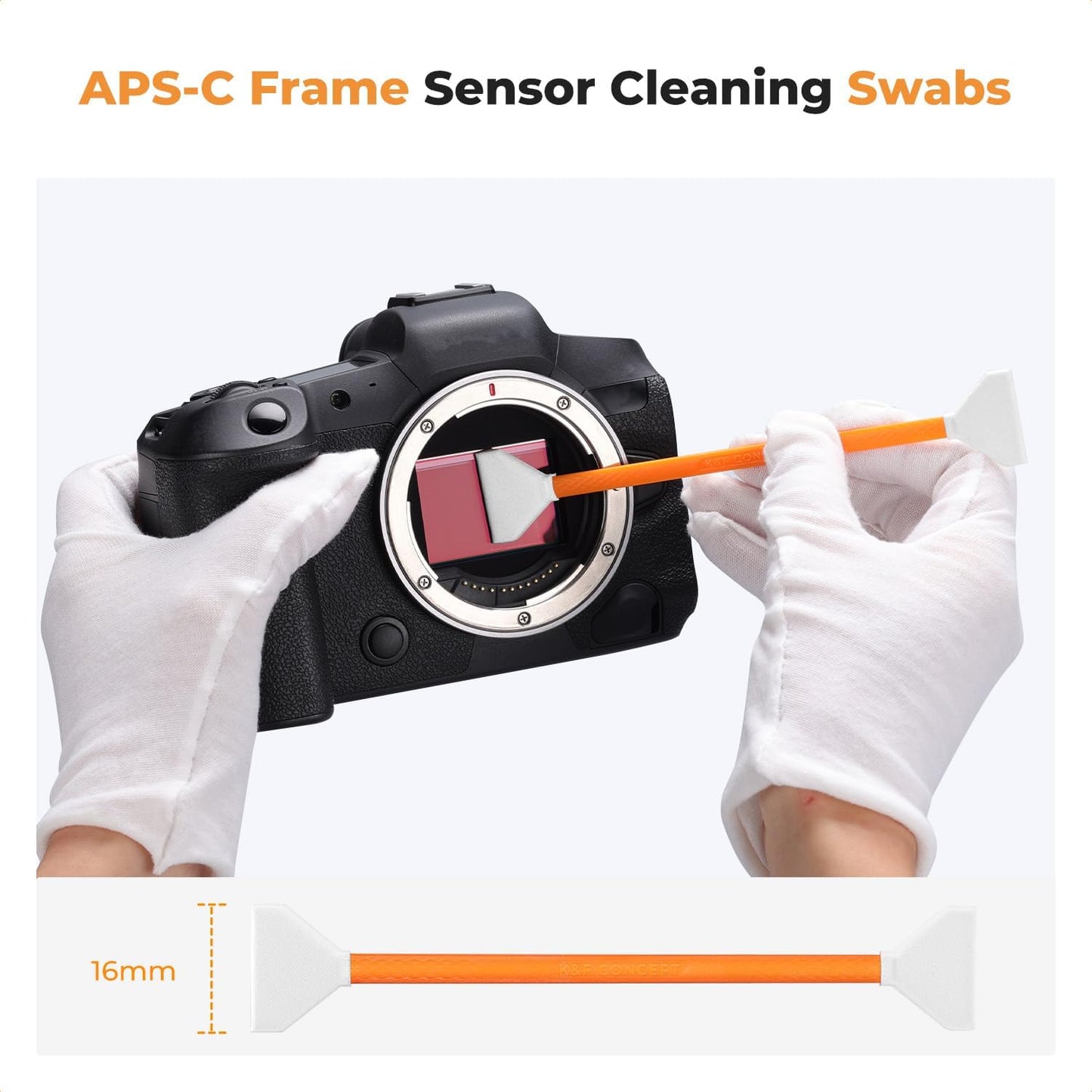 K&F Concept 14pcs Double Tipped 16mm APS-C Sensor Cleaning Swab, DSLR or SLR Digital Camera Cleaning kit and Full Frame Sensor Cleaning Swab