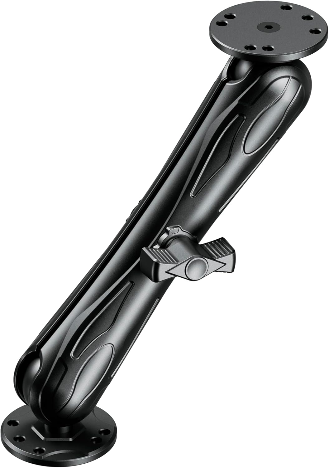 Aluminum Alloy Fish Finder Mount with 1.5" Ball AMPS Hole Round Plates, 9.1" Long Arm Marine Electronic Mount Tablet Holder for Garmin, Lowrance, Humminbird, Raymarine and More