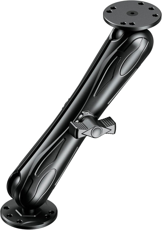 Aluminum Alloy Fish Finder Mount with 1.5" Ball AMPS Hole Round Plates, 9.1" Long Arm Marine Electronic Mount Tablet Holder for Garmin, Lowrance, Humminbird, Raymarine and More