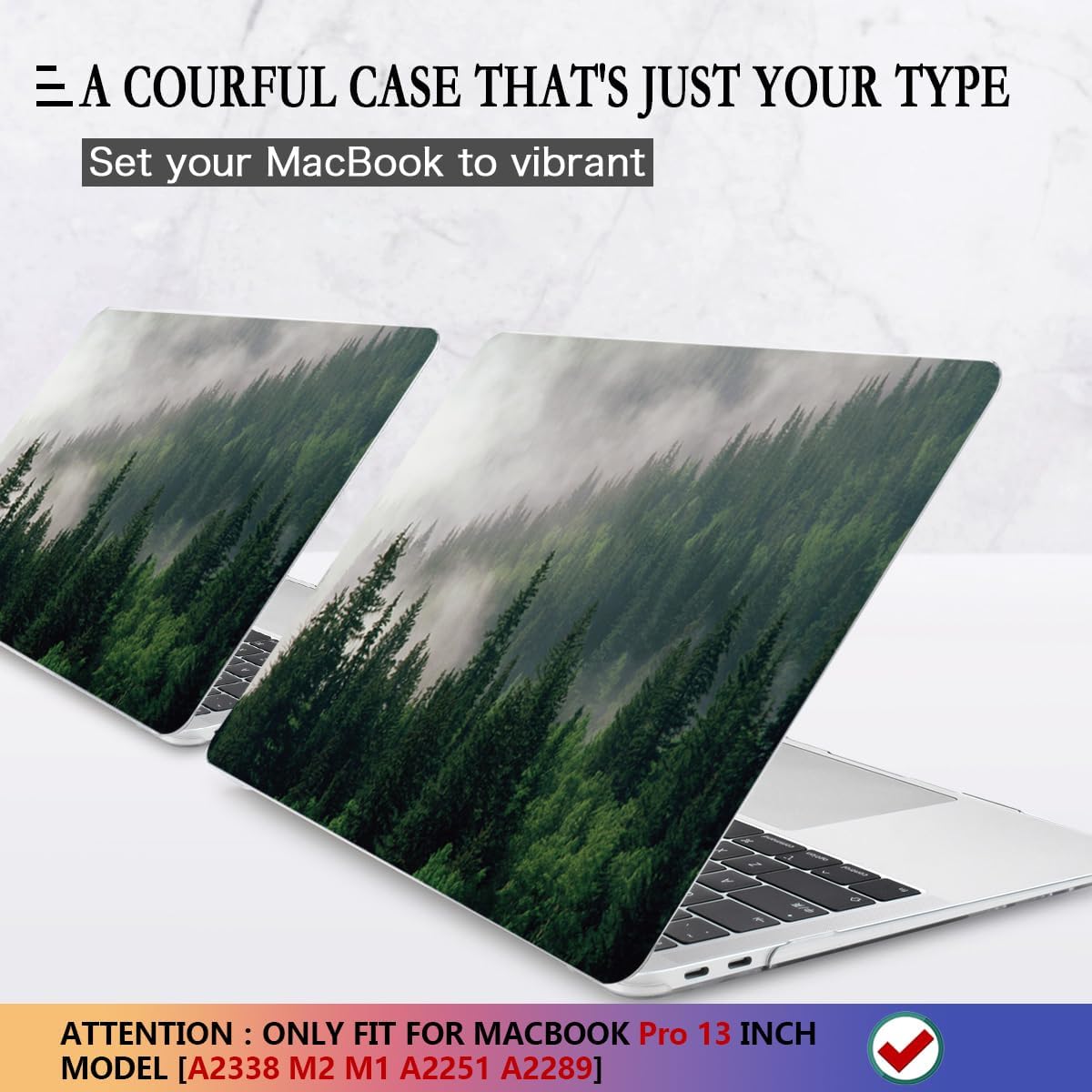 CISSOOK Compatible with MacBook Pro 13 inch Case M2 A2338 with Touch Bar 2023 Release, Forest Hard Shell Case with Keyboard Cover +Screen Protector for Pro 13 2025-2020 A2338 M1 A2251 a2289, Forest