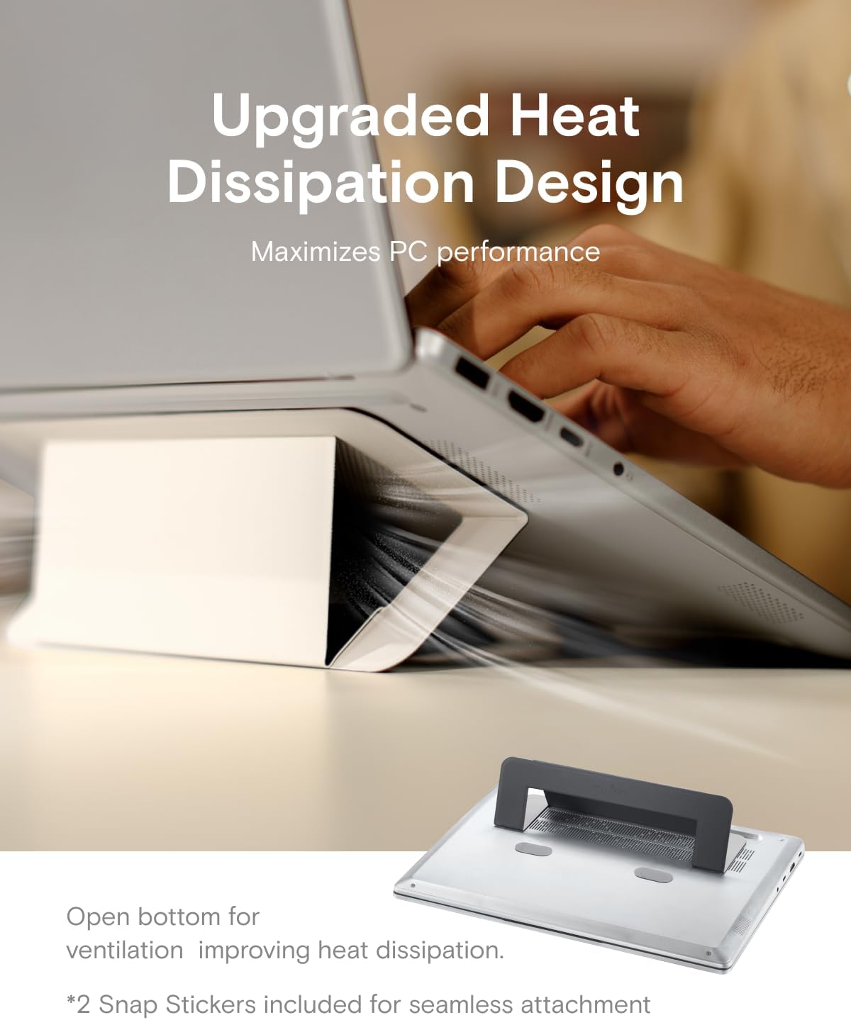 MOFT Laptop Stand for Desk, Adhesive Airflow Laptop Cooling Riser for Heat Dissipation with 2 Adjustable Viewing Angles, Foldable & Portable Computer Stand Compatible with Laptops 11"-16",Misty Cove