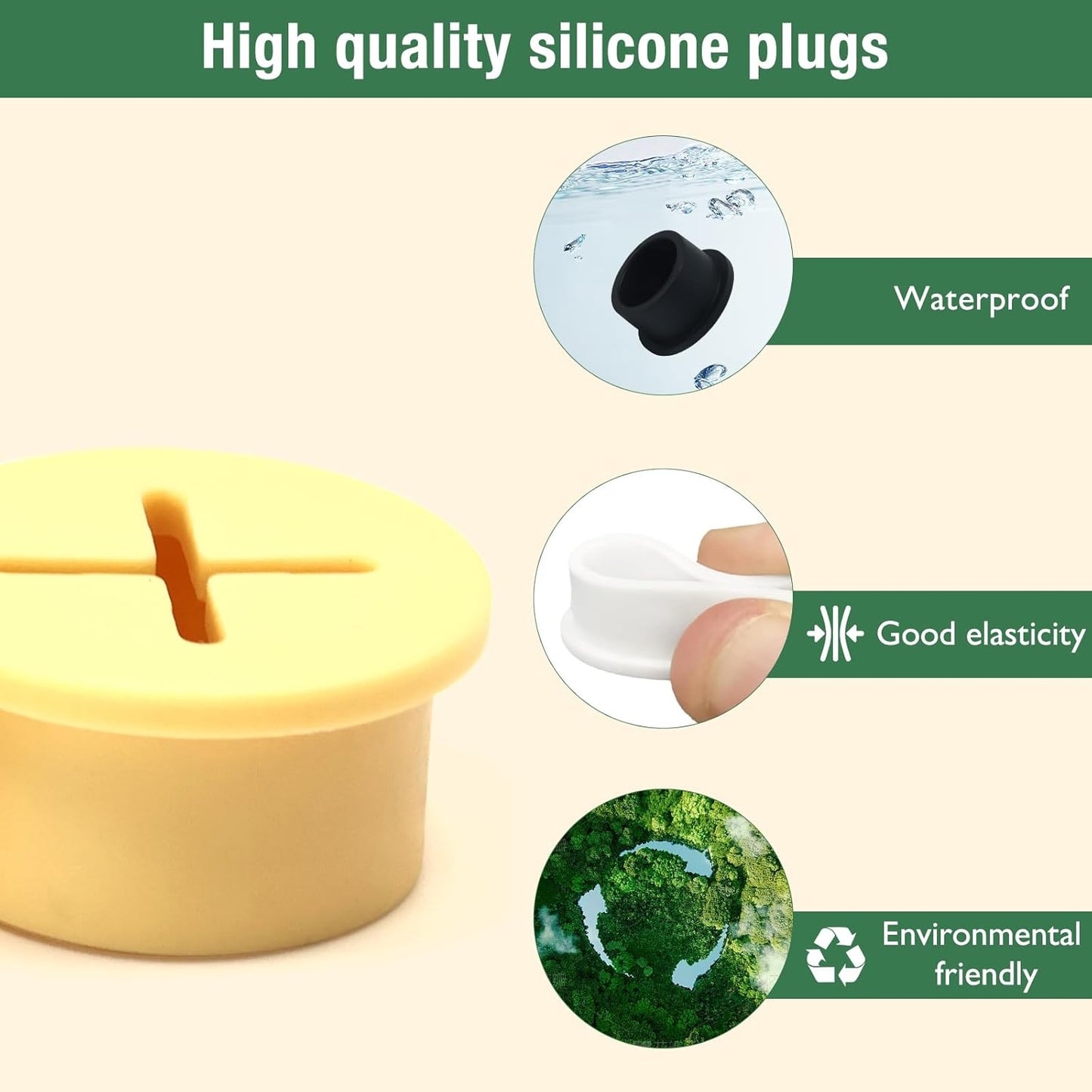 20Pcs Desk Grommet, 1" (25mm) Black Silicone Cord Hole Cover, Flexible Rubber Wire Grommets, Wall Grommets for Cables Management, Table, Countertop, Cabinets and Furnitures Wire Organizer