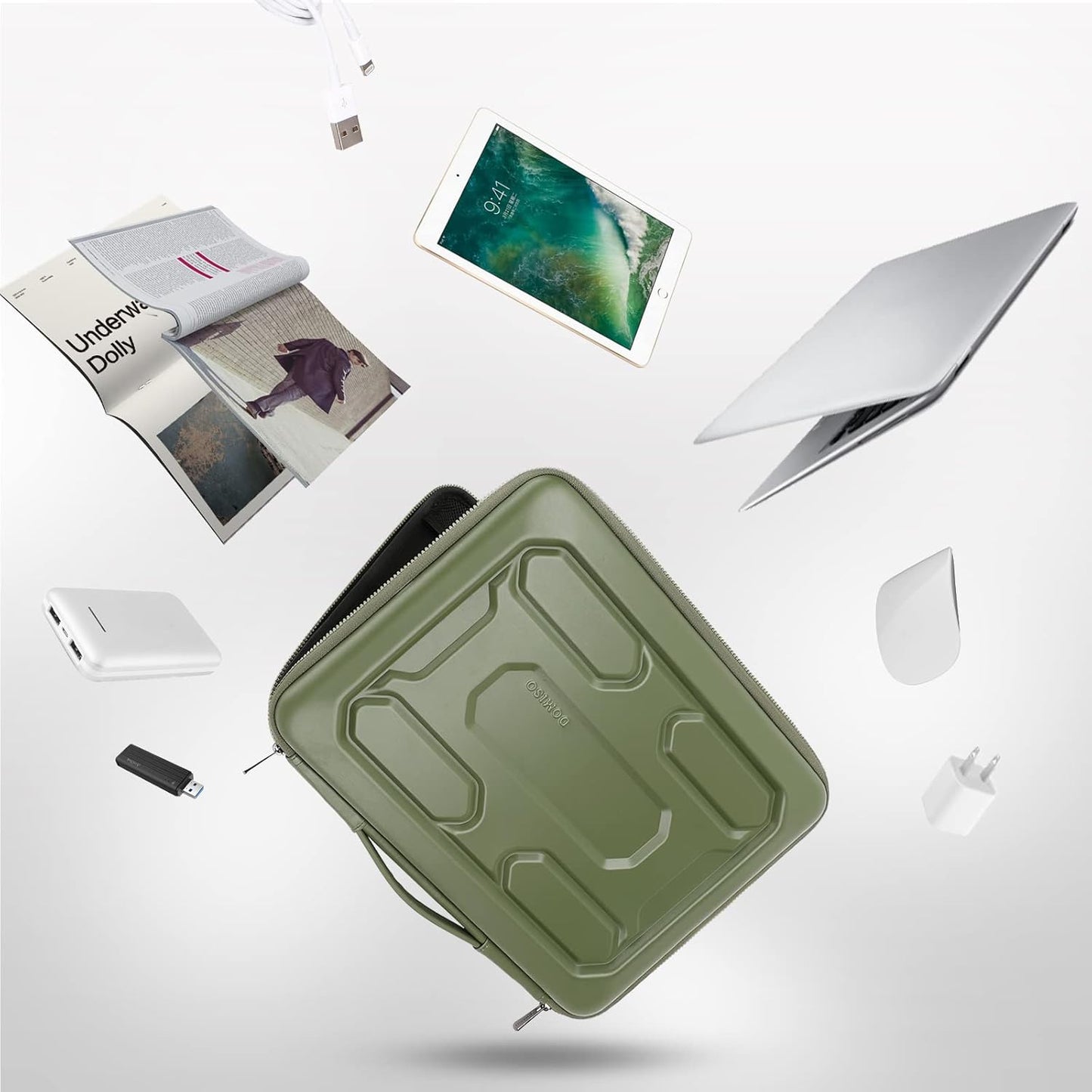 DOMISO 17 inch Laptop Sleeve with Handle Shockproof Waterproof EVA Protective Case for 17.3" ZBook Fury 17.3 G8/MSI GS73VR Stealth Pro/HP Envy 17/LG Gram 17"/ROG Strix GL702VS, Green