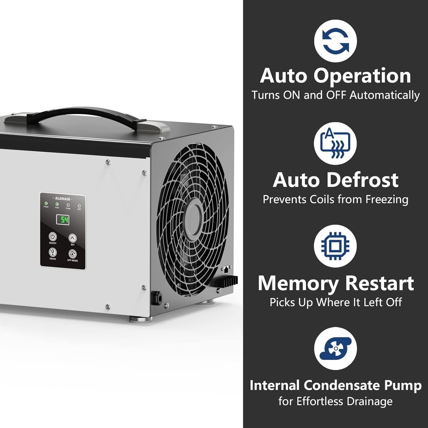 ALORAIR Crawl Space/Basement Dehumidifier 70 Pint with Pump, Automatic Defrost, Up to 1000 Sq Ft Commercial Dehumidifier, Memory Start, cETL Listed