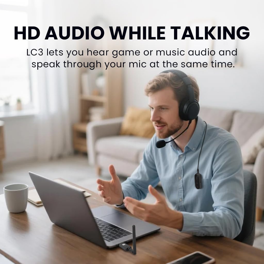 Avantree ProLink - Bluetooth 5.4 LE Audio Transmitter & Receiver Set, aptX Lite, 20 ms Ultra-Low Latency & HiFi Wireless Audio Adapter for Gaming, Calls, Music, Plug & Play for PC, PS5, Mac, Phones