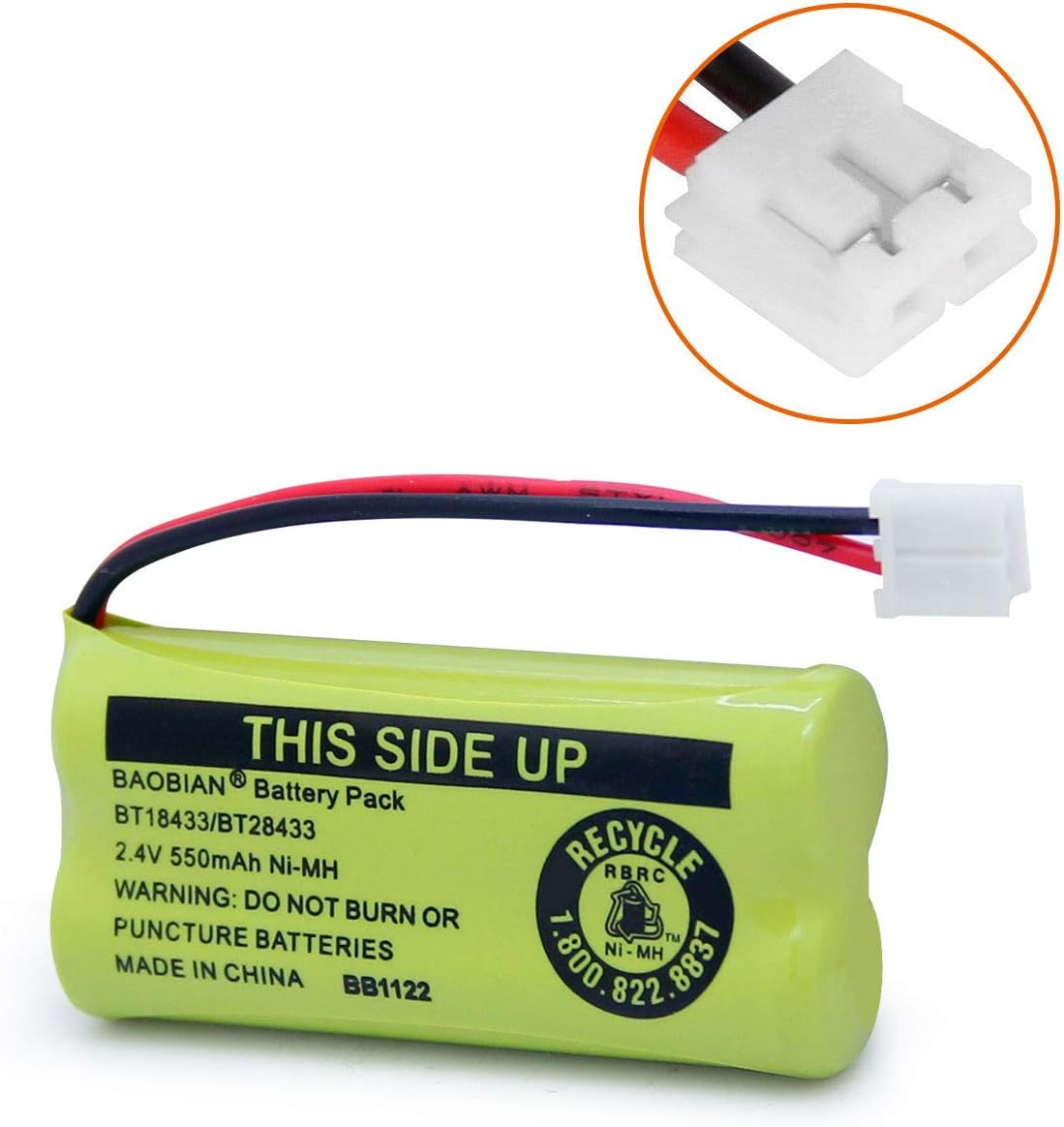 BT18433/BT28433 BT184342/BT284342 BT1011 BT1018 BT1022 BT-6010 BT8000 BT8001 BT8300 CPH-515D CPH515D Cordless Phone Battery DS6301 CL80109 CS6209 TL90078 2.4V 550mAh NiMH Rechargeable (6 Pack)