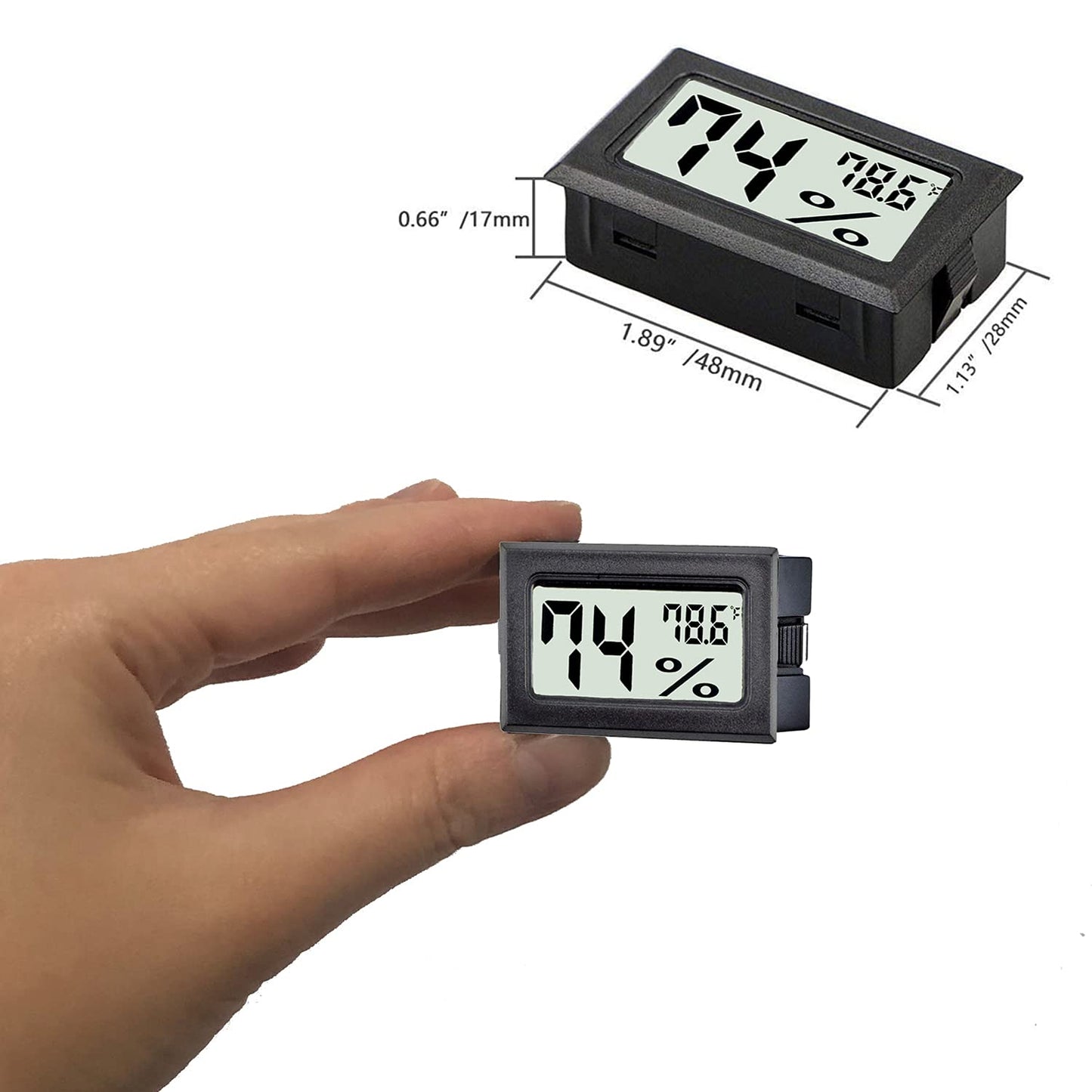 12 Pack Mini Digital Thermometer Hygrometer Indoor Temperature and Humidity Gauge Meter Monitor Fahrenheit (℉) for Humidor,Greenhouse,Reptile Tank,Home,Jars