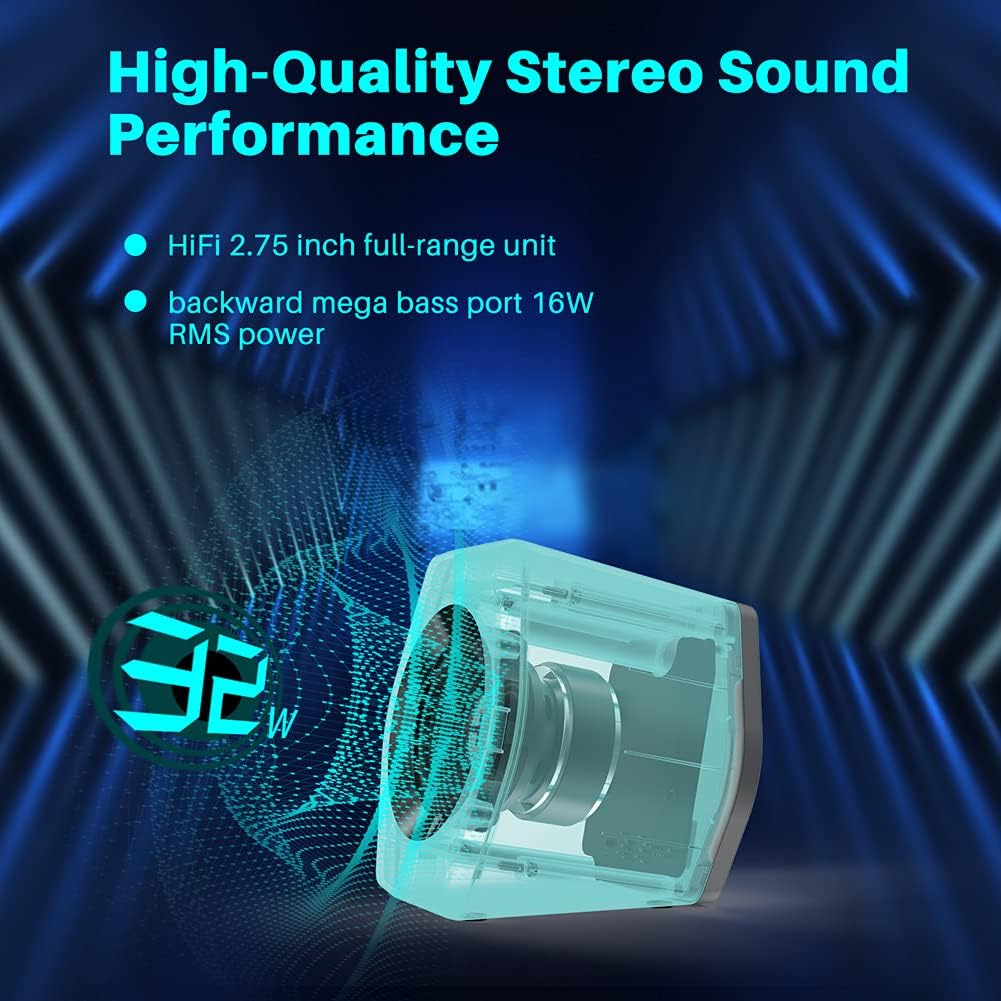 G2000 32W PC Computer Speakers for Gaming Desktop PC Laptop Mac Computer Woofer Speakers Bluetooth USB 3.5mm AUX Inputs RGB Lights Multimedia Speakers White