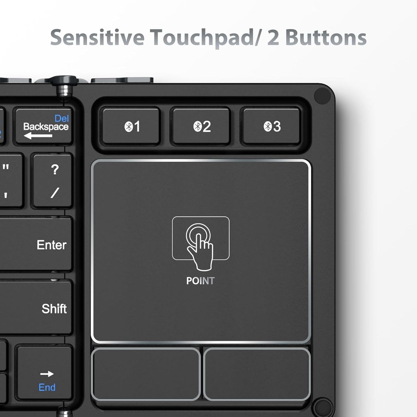 iClever Foldable Keyboard, BK08 Bluetooth Keyboard with Sensitive Touchpad (Sync Up to 3 Devices), Tri-Folding Pocket-Sized for Windows Mac Android iOS