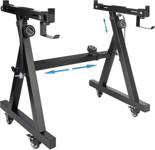 Keyboard Stand Piano w/ Wheels Duty Piano Stand Z Style Adjustable Keyboard Stand Keyboard Holder Piano Keyboard Stand - Sturdy Rolling Musical Keyboard Stand Fits 54, 61 And 88 Keys Electric Keyboards Digital Pianos