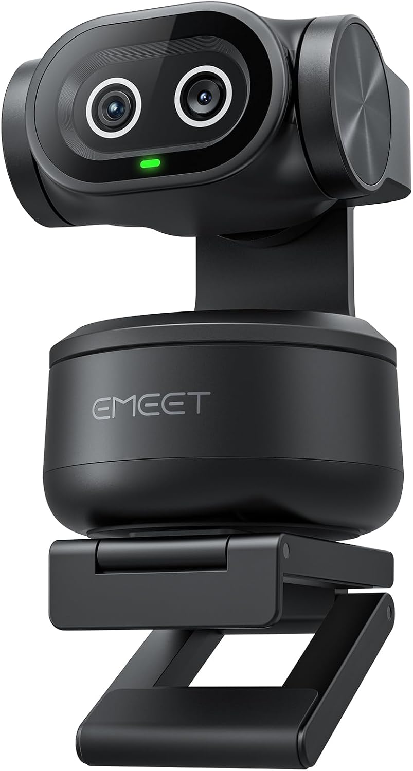 EMEET PIXY Dual-Camera AI-Powered PTZ Camera 4K, AI Tracking, PDAF&AI Autofocus 0.2s, 1/2.55'' Sony Sensor, 3 Mics, Presets, Gesture Control, 4K Webcam for Streaming and OBS/Twitch/Switch 2 Compatible