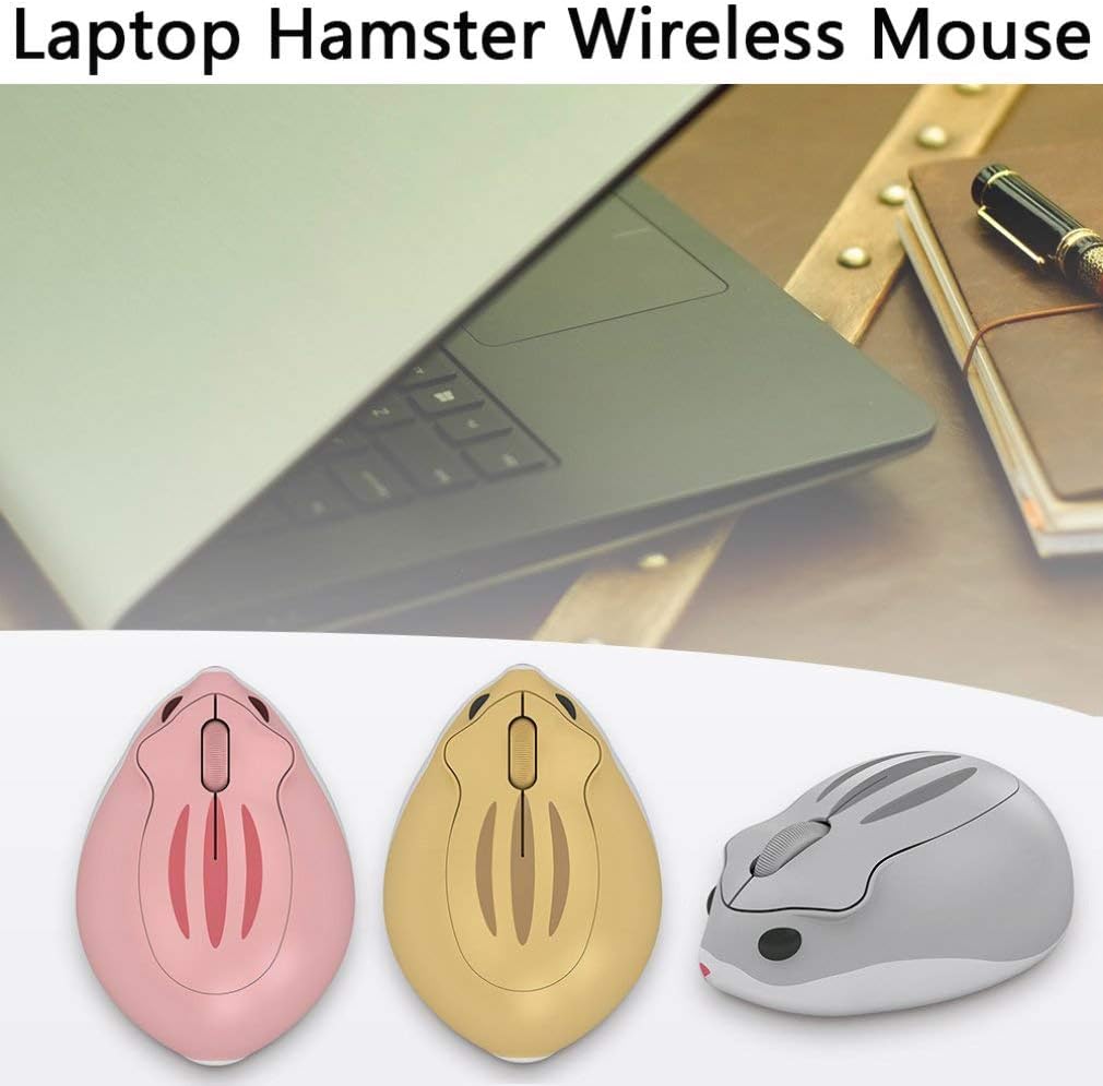 2.4GHz Wireless Mouse Cute Hamster Shape Less Noice Portable Mobile Optical 1200DPI USB Mice Cordless Mouse for PC Laptop Computer Notebook MacBook Kids Girl Men Women Adults Gift (Yellow)