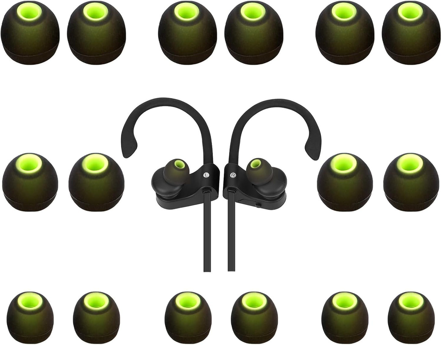 Earbud Tips Ear Bud Tips Soft Anti Slip Washable and Reusable Silicone Replacement Earbud Tips Fit Most in-Ear Earbuds(Inner Hole 3.8mm -5.1mm) 18pcs S M L