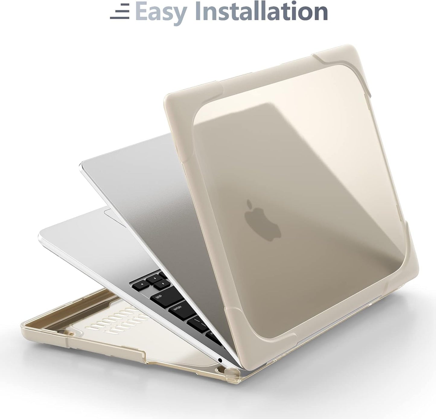 Batianda for M4 MacBook Air 13.6 inch Case 2025 2024 2022 Release Model A3240 A2681(M2) A3113(M3), Heavy Duty Shockproof Protective Hard Shell with Fold Kickstand & Keyboard Cover, Khaki