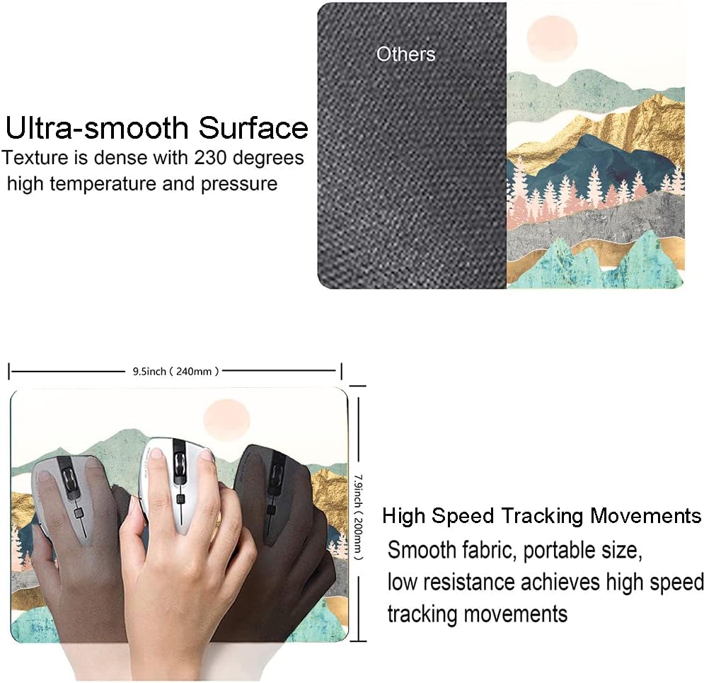 Hokafenle Mountain Abstract Art Mouse Pad - Non-Slip Rubber Base Square Wireless Mousepad for Laptop and Desk