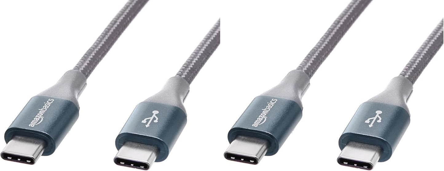Amazon Basics USB C to USB C Cable, New Nylon USB C Charger Cable (10 feet, Type C 60W(3A) for iPhone 15/15 Pro/15 Plus/15 Pro Max, iPad mini 6/ Pro 2021, MacBook Pro 2020, Samsung Galaxy S23,Switch