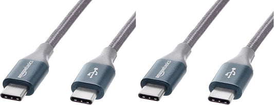 Amazon Basics USB C to USB C Cable, New Nylon USB C Charger Cable (10 feet, Type C 60W(3A) for iPhone 15/15 Pro/15 Plus/15 Pro Max, iPad mini 6/ Pro 2021, MacBook Pro 2020, Samsung Galaxy S23,Switch