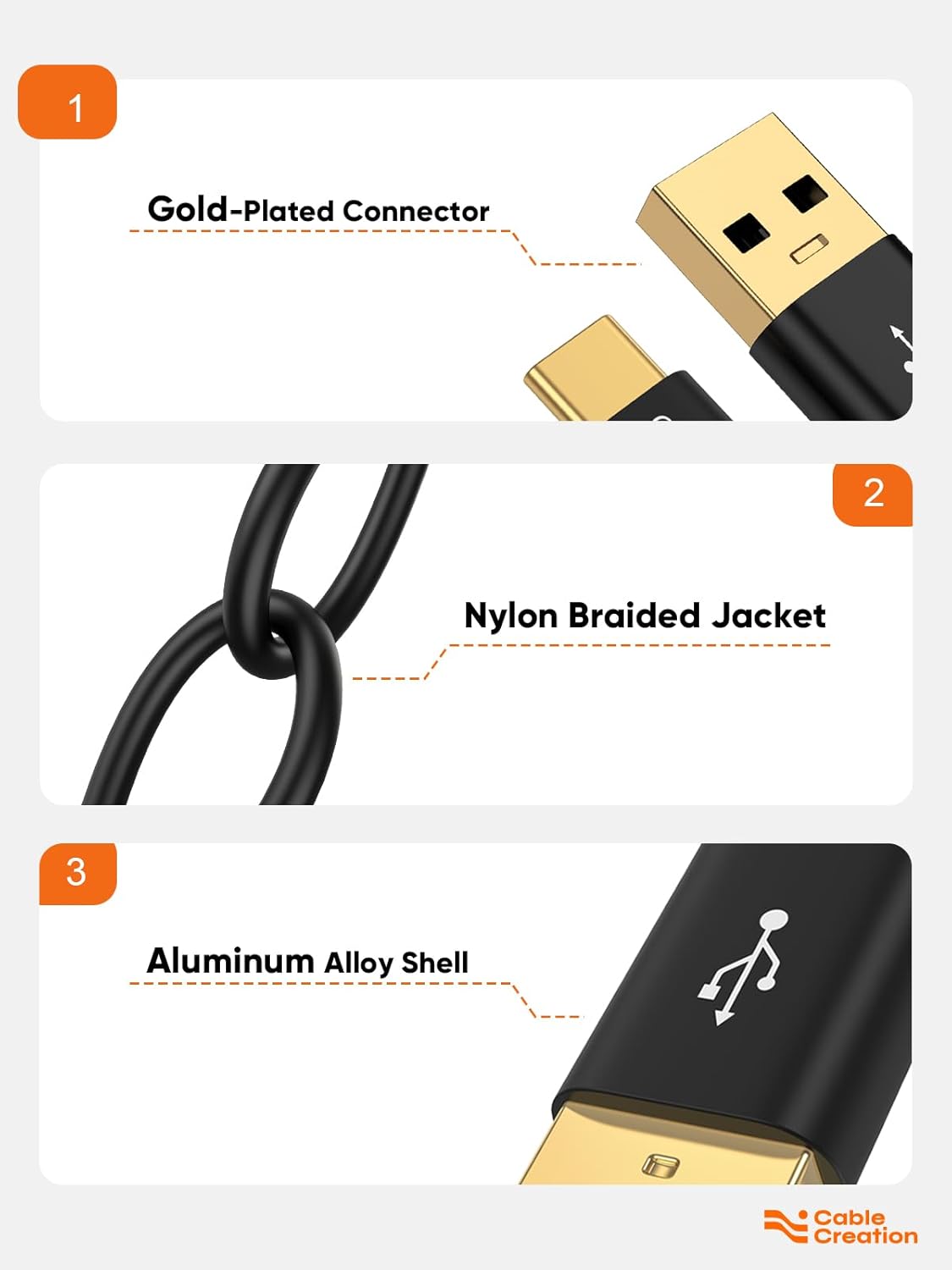 CableCreation USB C to USB A Cable 1FT, Type C to USB 3.1 USB 3.2 Gen2 10Gbps USB A to C Data Cable, Android Auto Cord 3A for USB-C External SSD MacBook Pro iPad, Galaxy S24/S23+, iPhone 16/15, Black