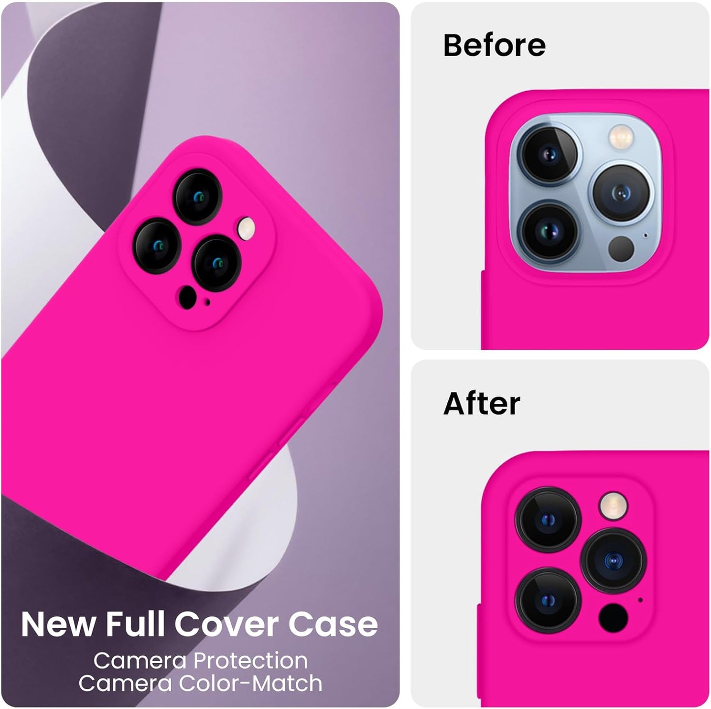 FireNova Designed for iPhone 13 Pro Max Case, Silicone [Camera Protection] Phone Case with [2 Screen Protectors], Soft Anti-Scratch Microfiber Lining Inside, 6.7 inch, Hot Pink