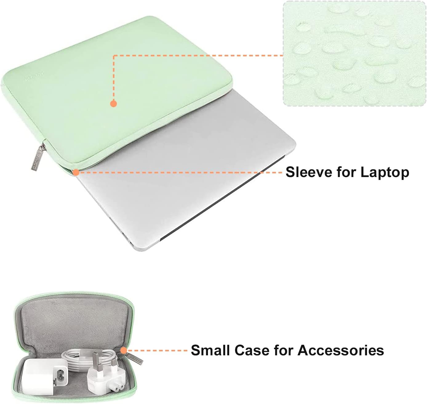 MOSISO Laptop Case 16 inch, 15-15.6 inch Laptop Sleeve Bag Compatible with MacBook Pro 16 inch, HP, Acer, Dell, Lenovo, ASUS Notebook, Neoprene Computer Sleeve Bag with Small Case, Honeydew Green