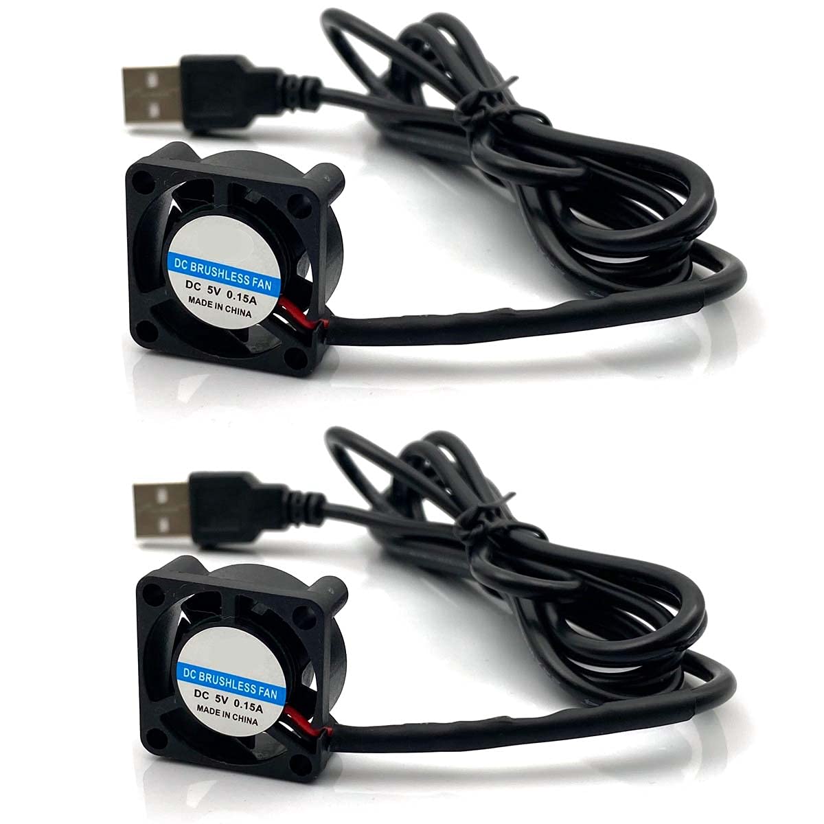 FainWan 2pcs USB 5V DC Fan 2510 Small 2 pin Cooling Cooler Computer 25mm X 10mm (25x25x10)
