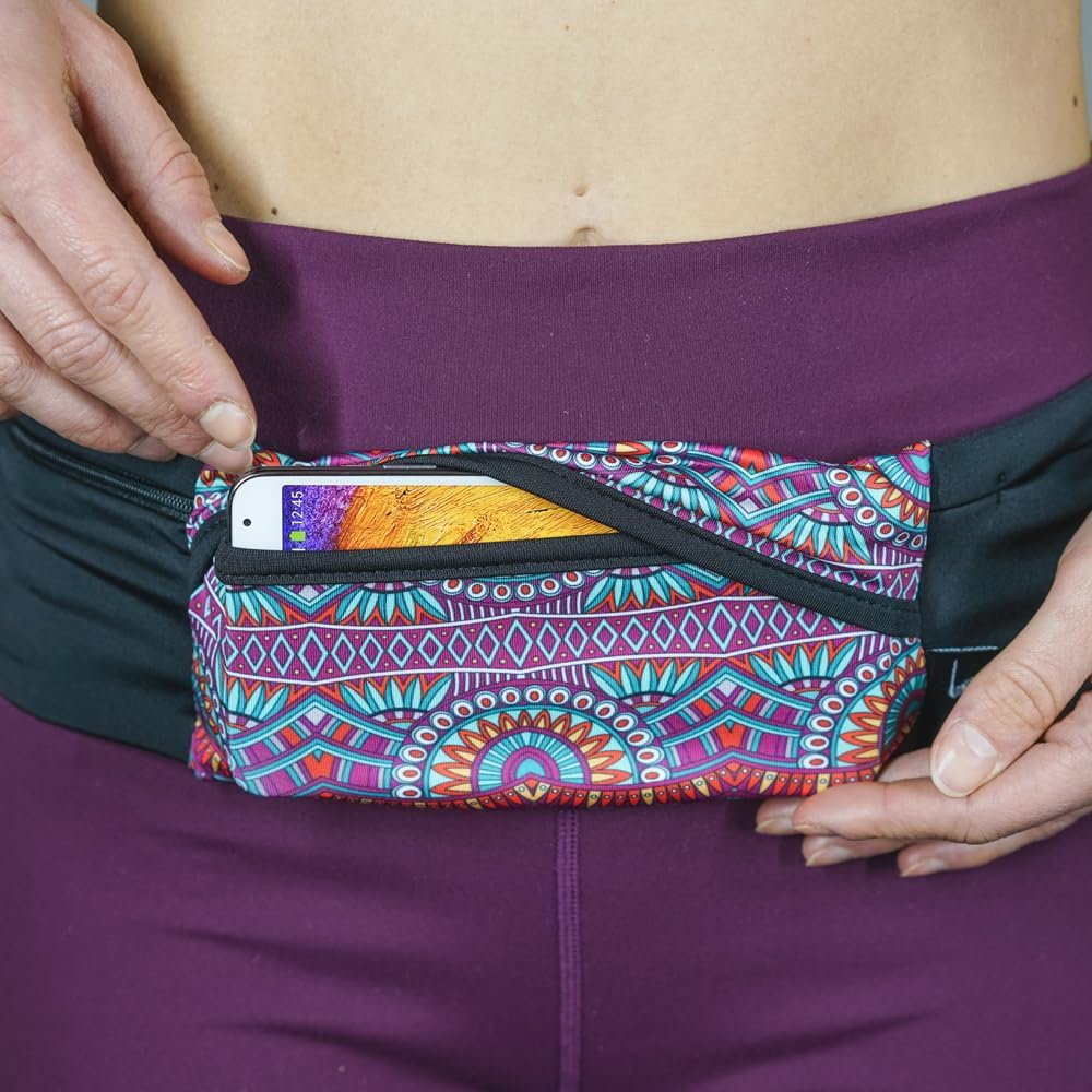 3 Pocket Adjustable Running Belt Waist Pack, Fanny Pack For Working Out With Sweat Resistant Backing, Holds All iPhone Models