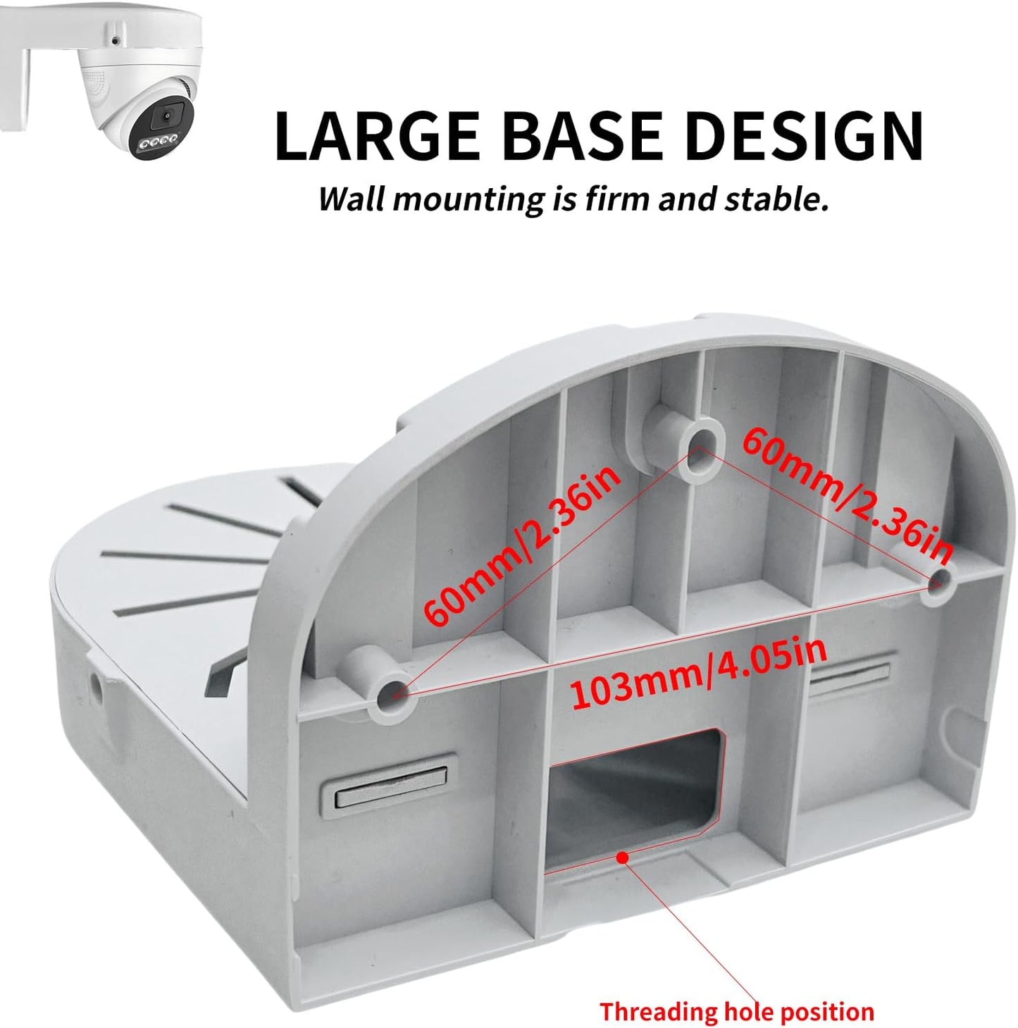 Indoor Outdoor Camera Bracket ABS Plastic Wall Mount L-Shaped Bracket for Security Dome IP Camera Mounting, Junction Box Cable Management (4.5in-SL-4PACK)