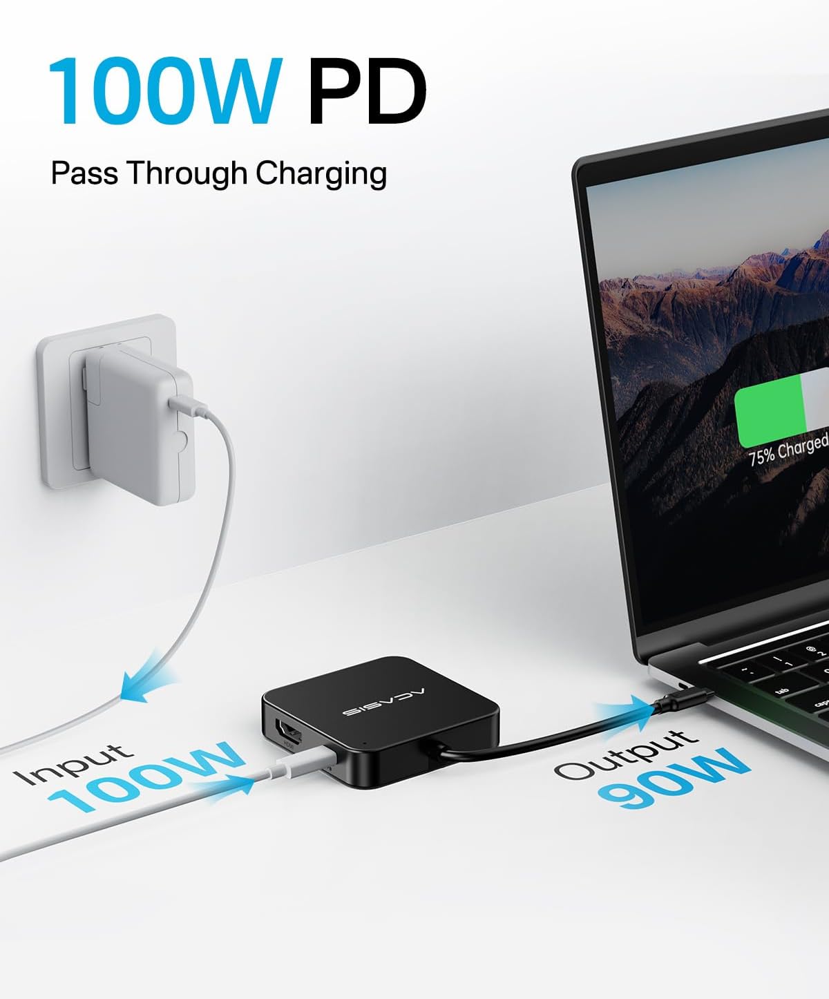 ACASIS USB C Hub 10Gbps, Multiport Adapter with 4K 60Hz HDMI, 100W Power Delivery, USB A3.2 Data Port, USB C to HDMI Adapter for MacBook, Dell, Lenovo, Surface, iPad PRO, XPS(Black)