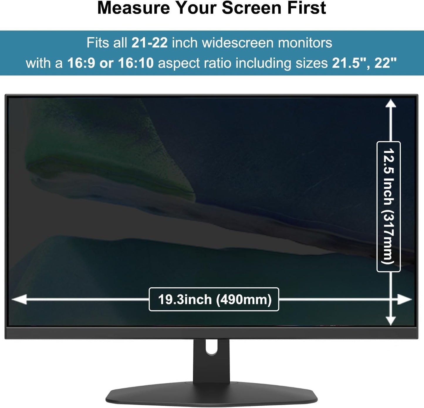 Hanging Computer Privacy Screen Protector Shield Compatible for 21.5/22 Inch Widescreen Desktop Monitor - Anti Glare & Blue Light Filter - Hanging Design for Easy On/Off